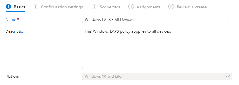 Azure AD LAPS policy name