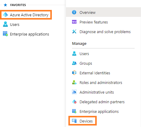Select Azure Active Directory, then Devices