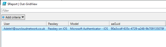 List All Passkeys and AAGUIDs in Microsoft Entra with PowerShell